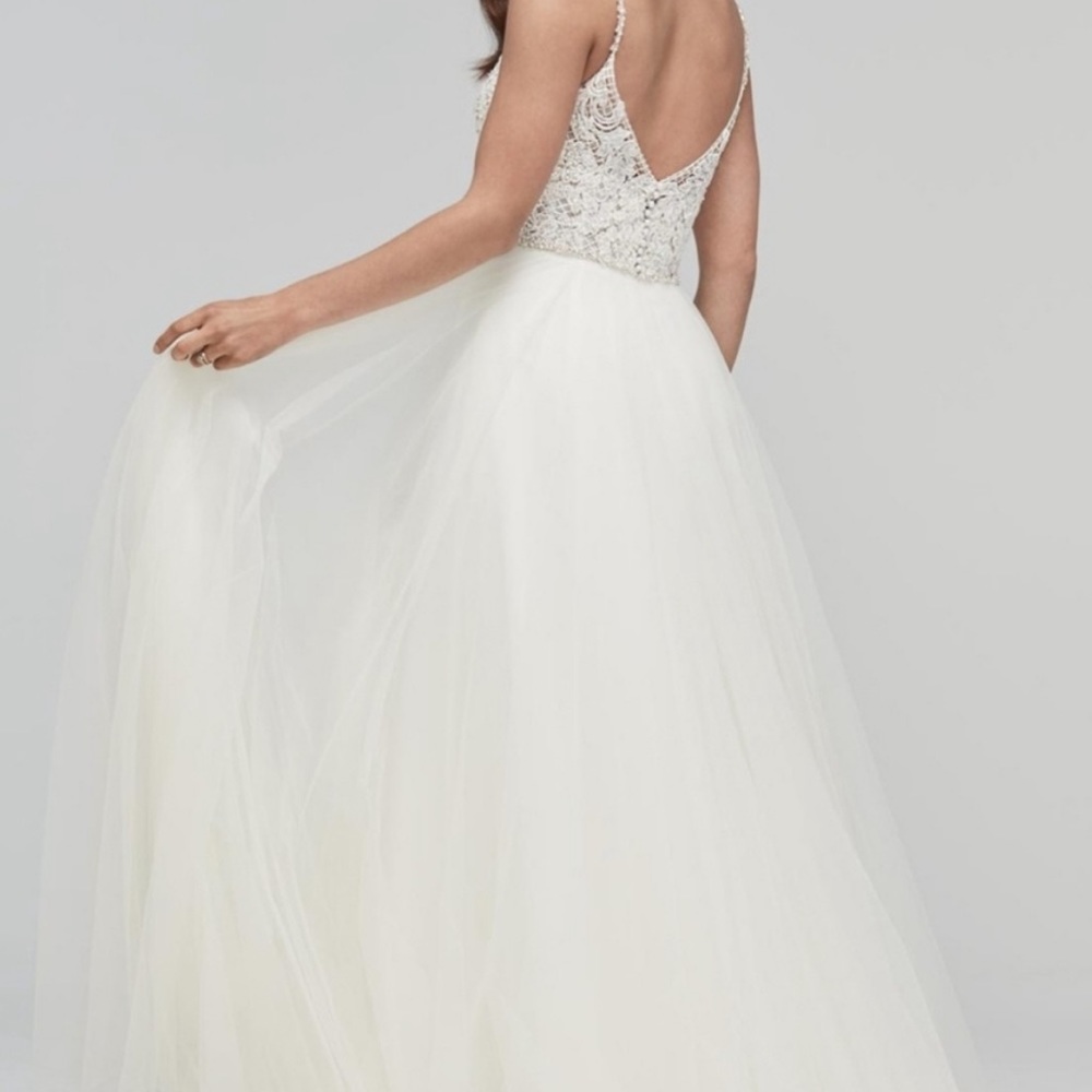 Watters Ivory Lace Bodice Tulle Ball Gown